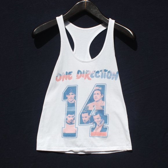 One Direction White Fitted Tank Top Band Tee - S - Picture 1 of 5